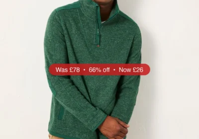 Next FatFace Haxby Emerald Green Half Zip Sweat - 66% Off in Ireland
