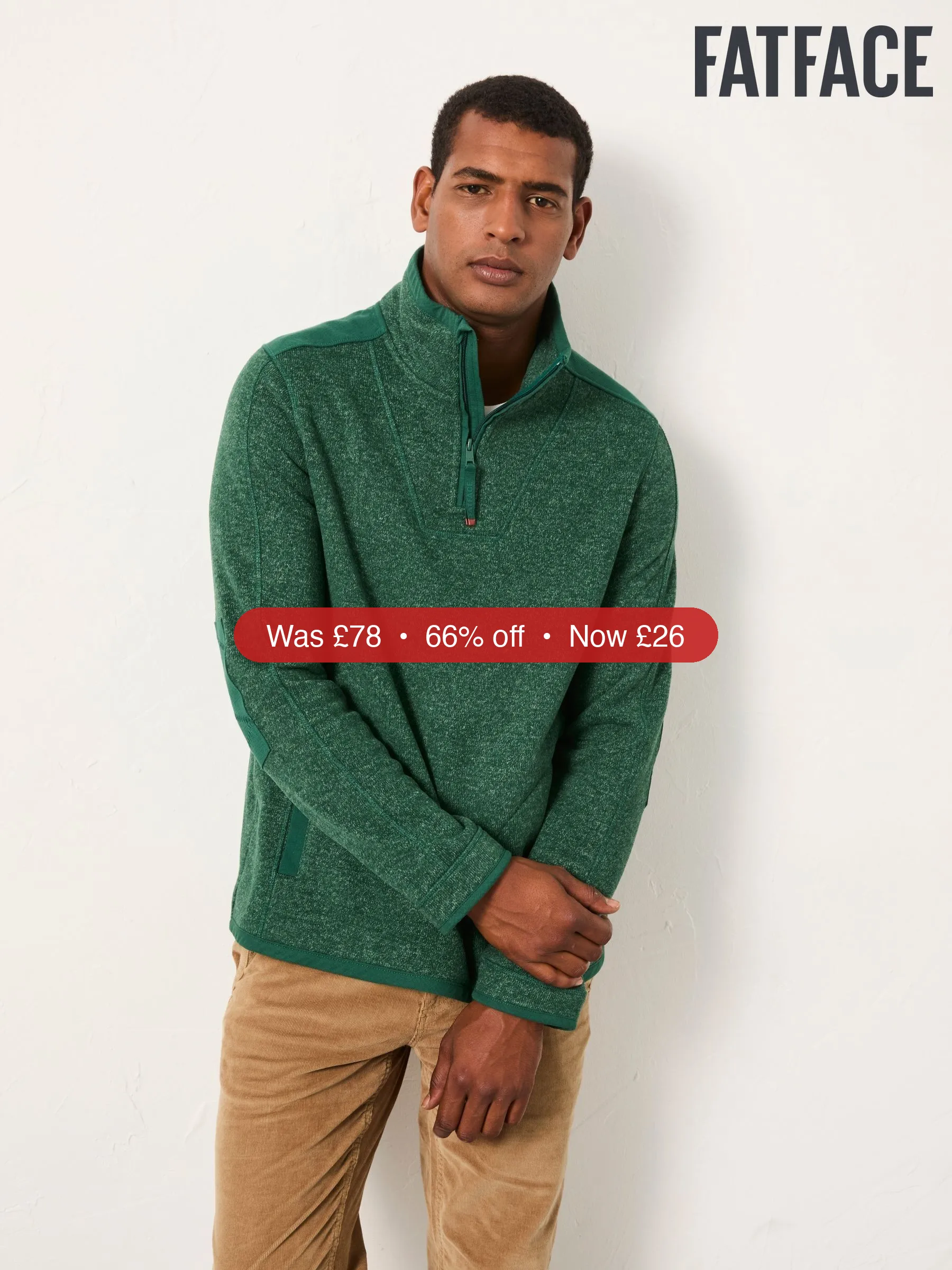 Next FatFace Haxby Emerald Green Half Zip Sweat – 66% Off