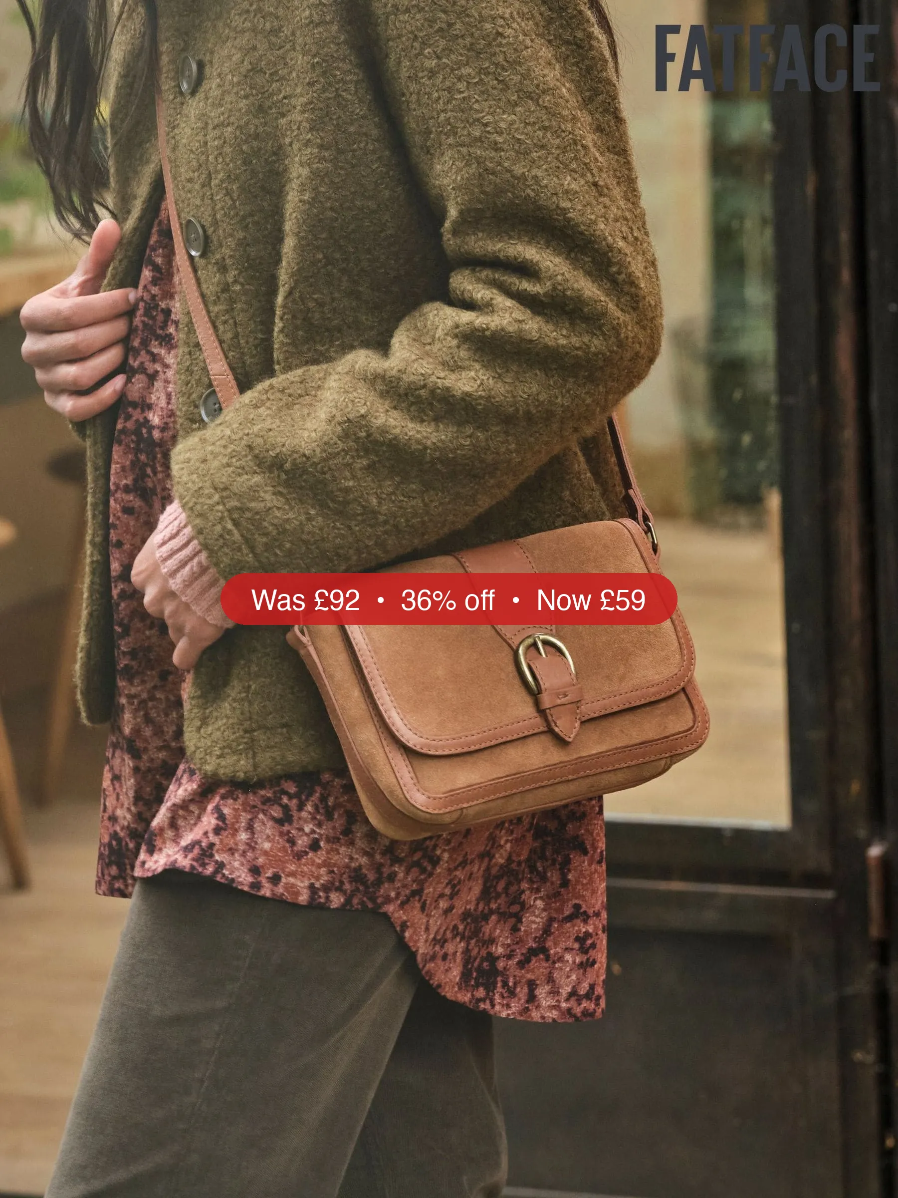 Next FatFace Mabel Chestnut Brown Buckle Crossbody Bag – 36% Off
