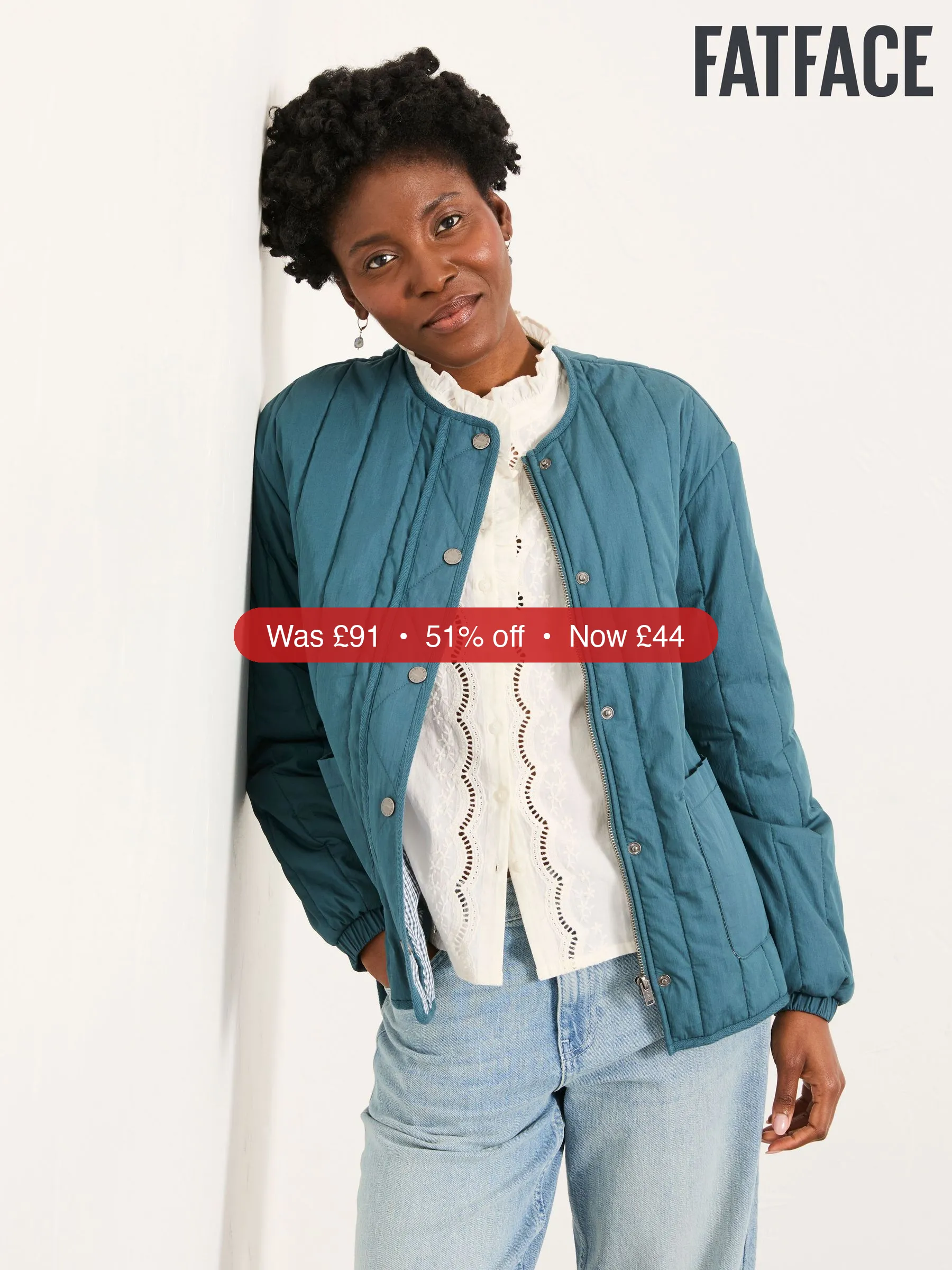 Next FatFace Raya Teal Blue Quilted Jacket – 51% Off