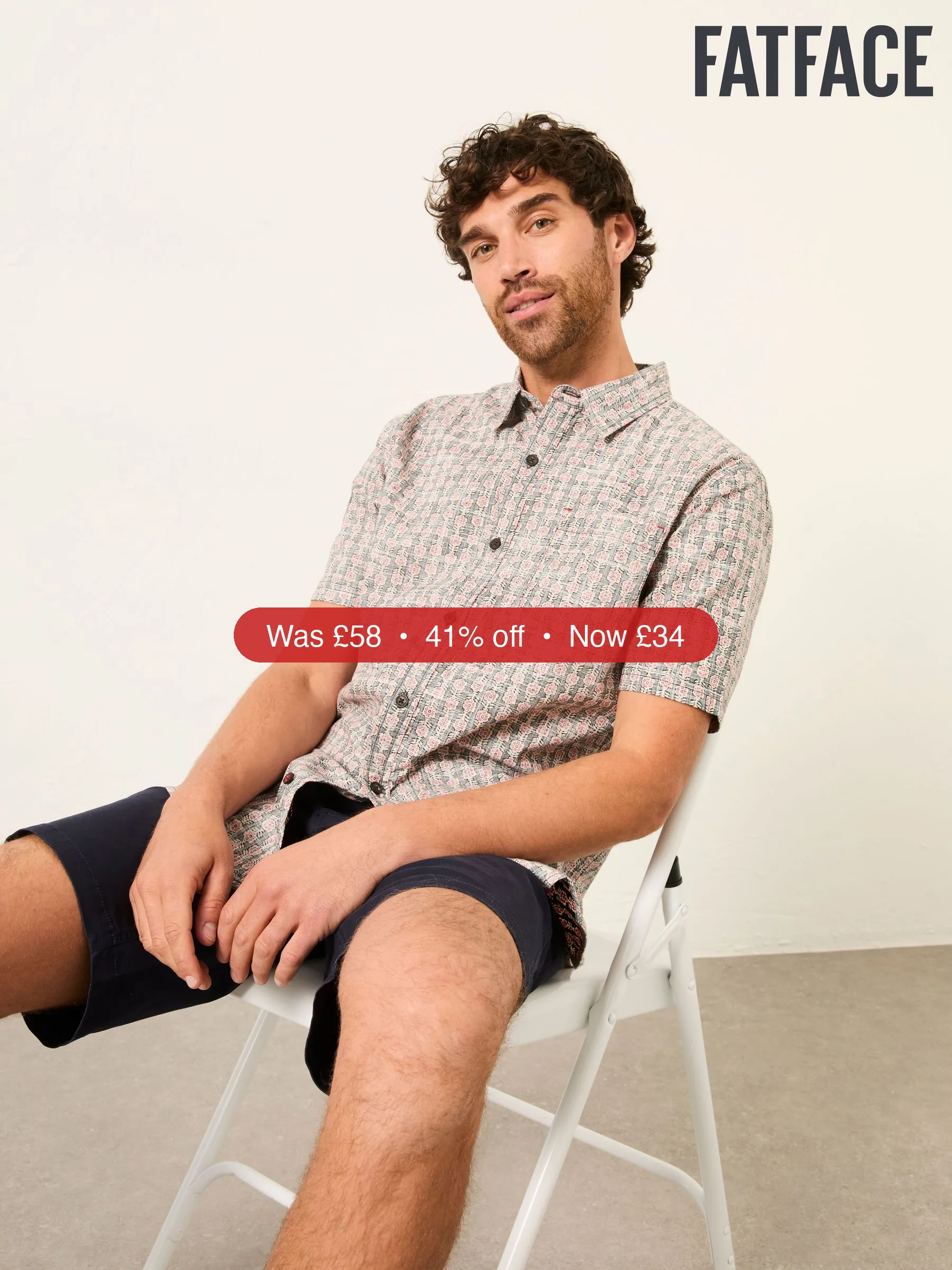 Next FatFace Washed Black Short Sleeve Floral Block Print Shirt – 41% Off