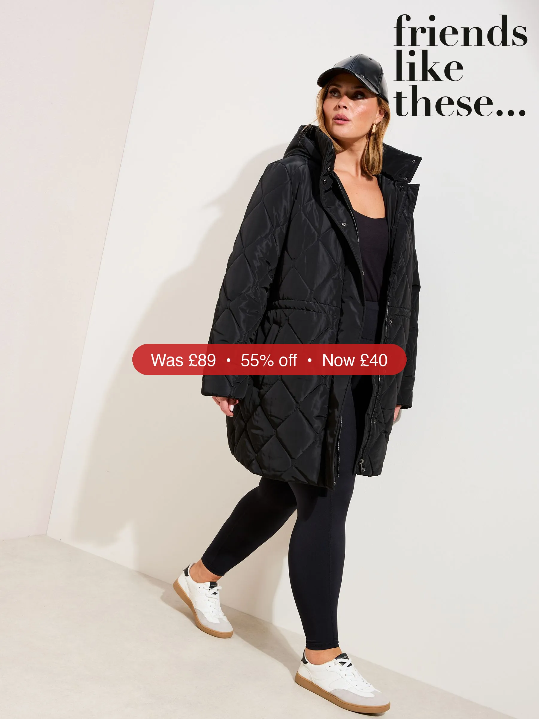 Next Friends Like These Black Curve Mid Length Padded Coat – 55% Off