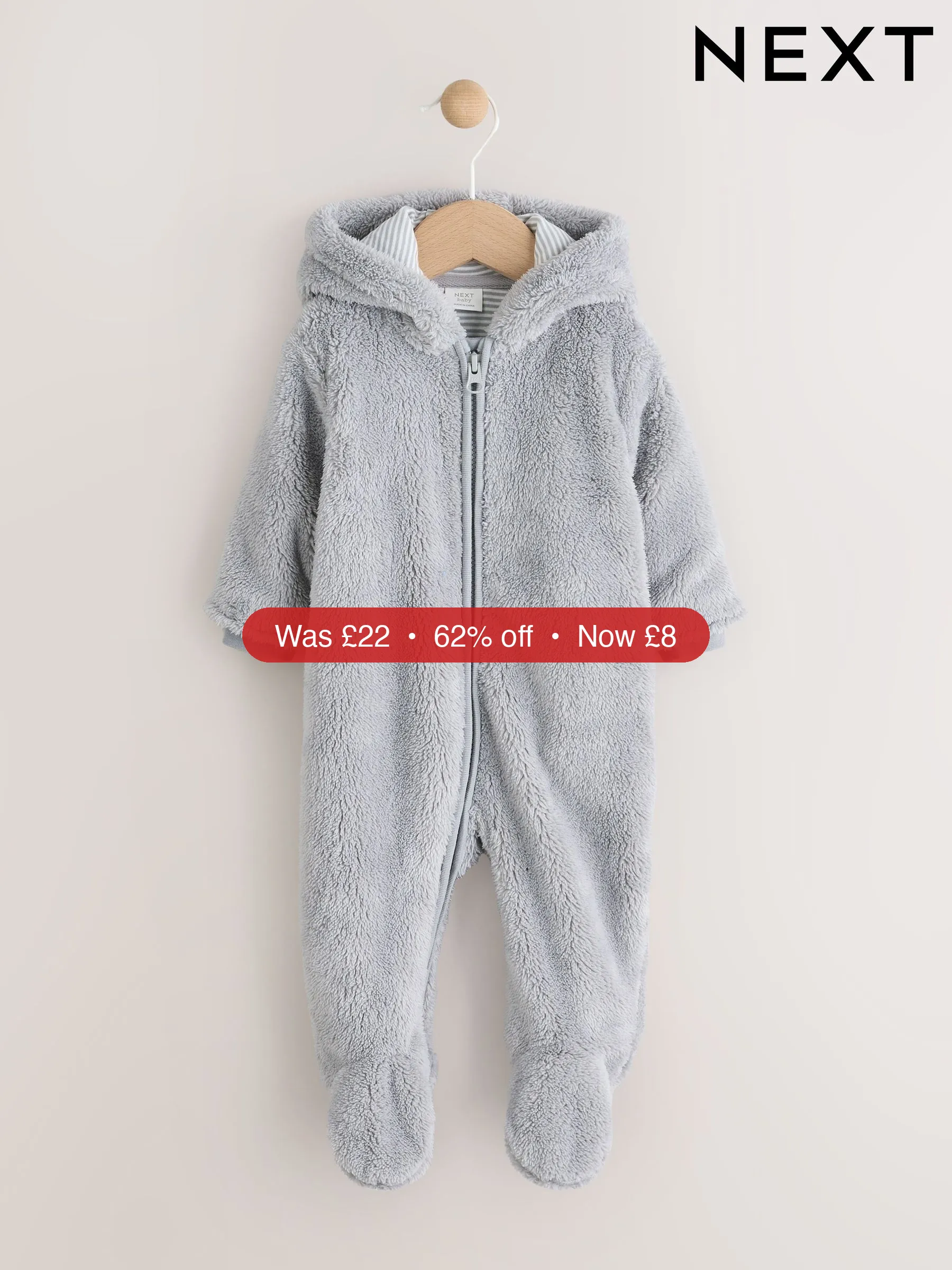 Next Grey Fleece Baby Pramsuit – 62% Off