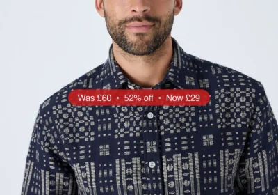 Next Indigo Blue Jacquard Textured Long Sleeve Shirt - 52% Off in Ireland