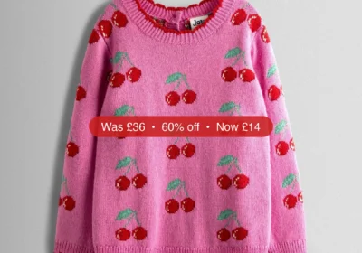 Next JoJo Maman Bébé Pink Cherry Intarsia Scallop Edge Jumper - 60% Off in Ireland