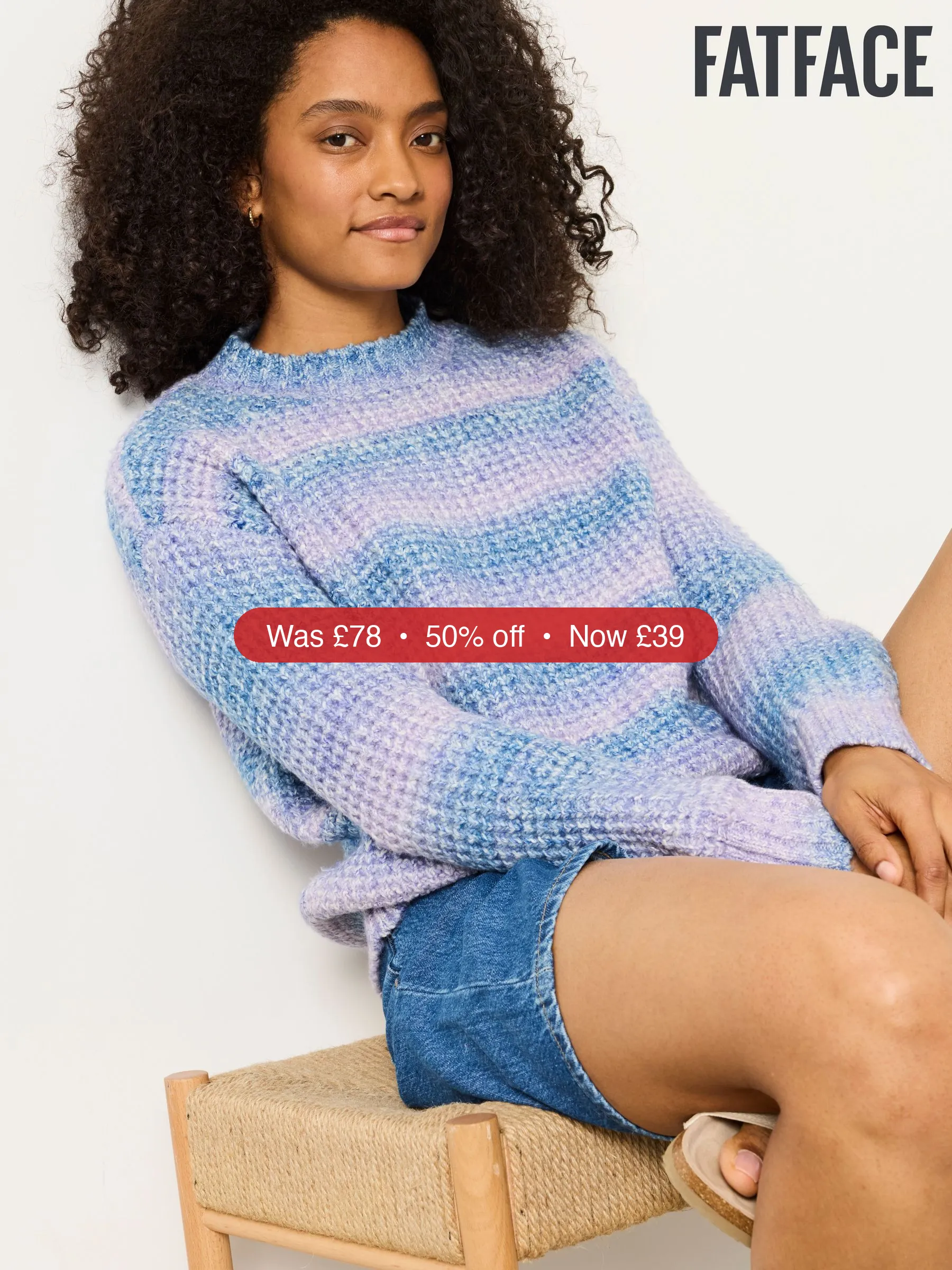 Next Lilac Purple Carolina Knitted Ombre Textured Crew Neck Jumper – 50% Off