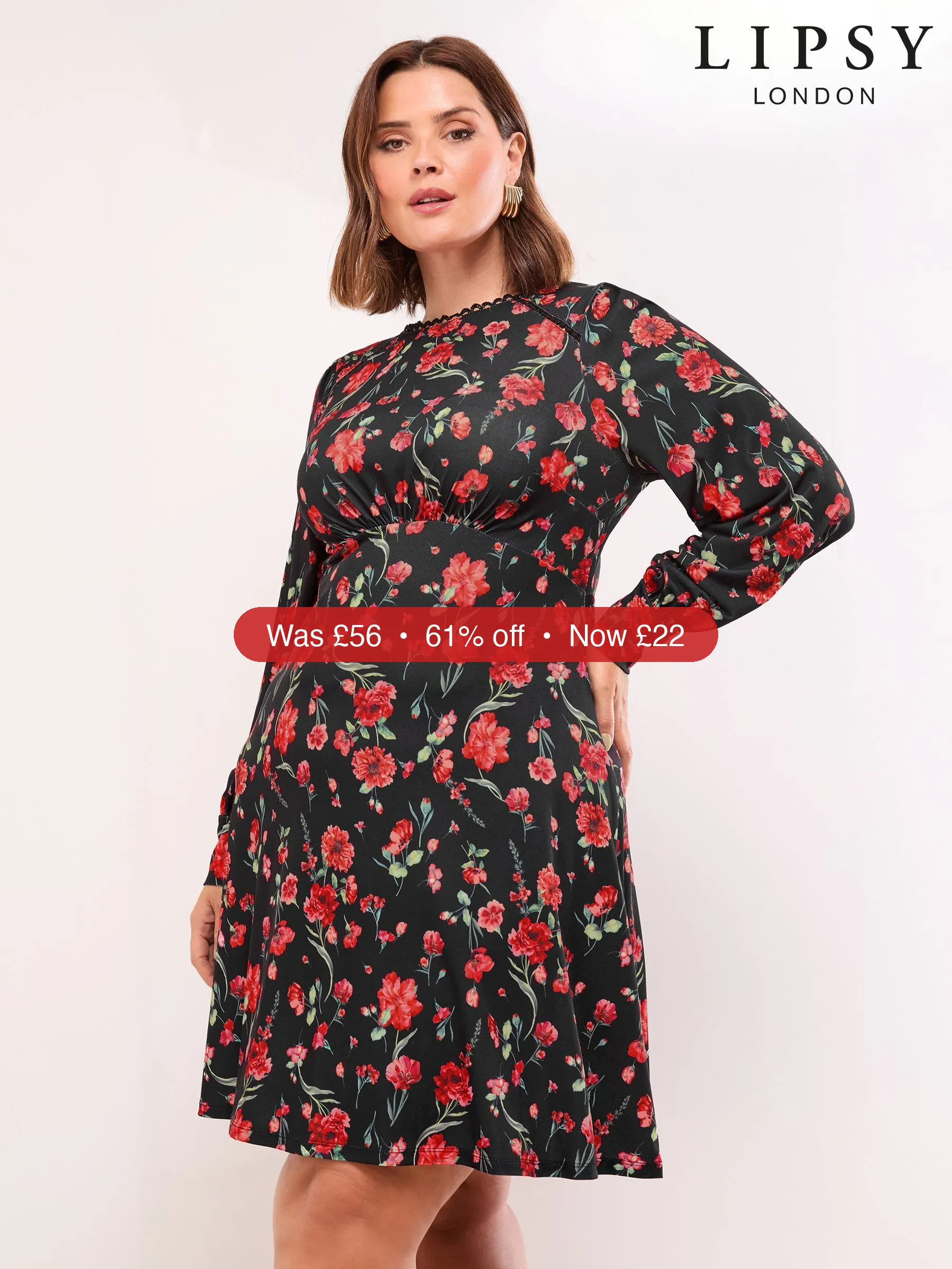 Next Lipsy Black Curve Mini Floral Lace Trim Jersey Underbust Dress – 61% Off