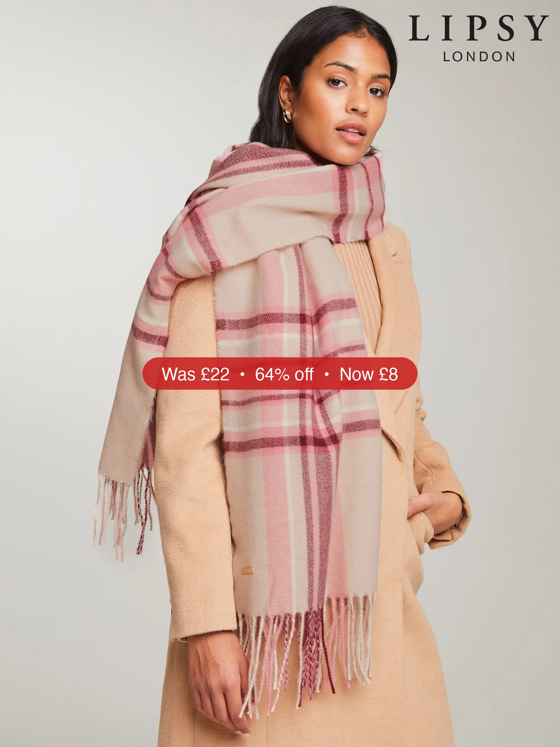 Next Lipsy Pink Super Soft Midweight Printed Scarf – 64% Off