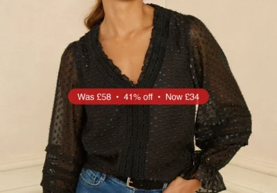 Next Love & Roses Black Long Sleeve Metallic Dobby Velvet Blouse - 41% Off in Ireland