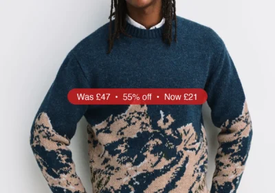 Next Navy Blue Relaxed Fit Knitted Mountain Landscape Crew Neck Jumper - 55% Off in Ireland