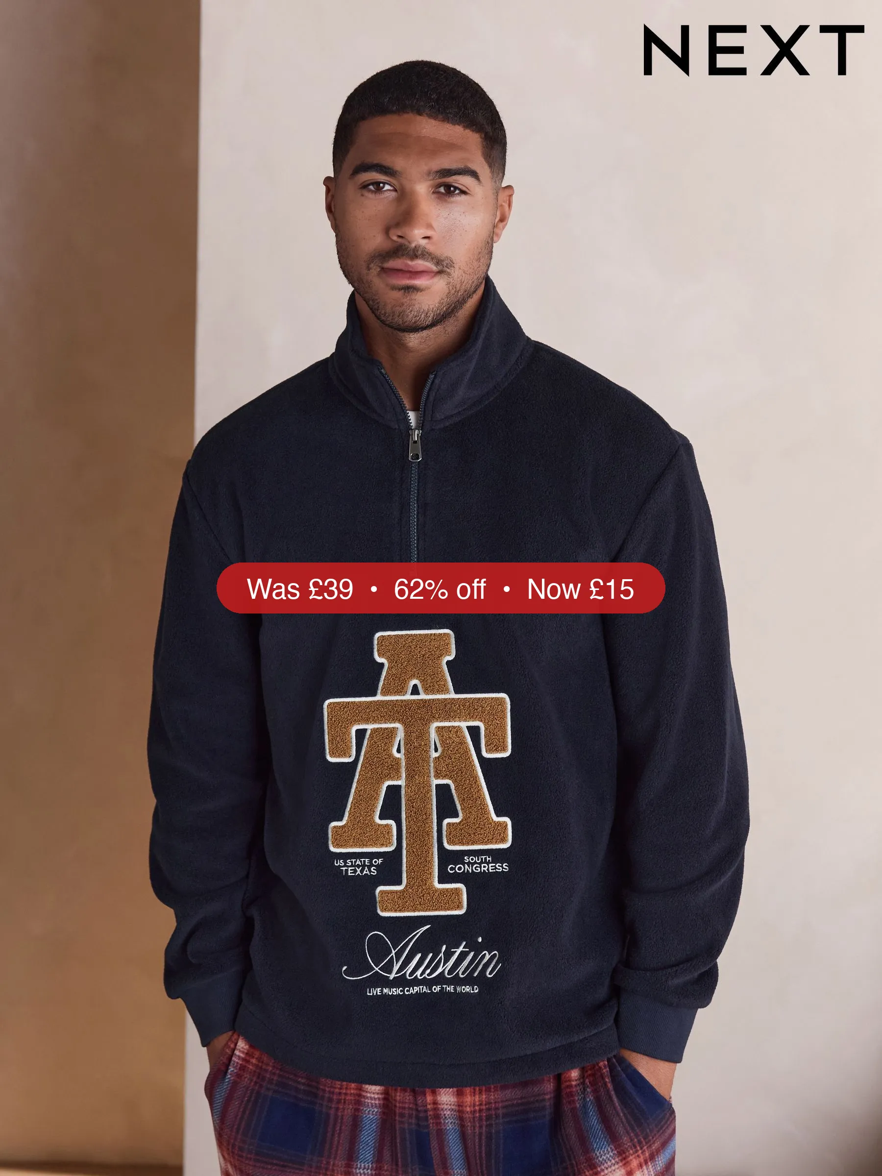 Next Navy Blue Thermal Fleece Half Zip – 62% Off