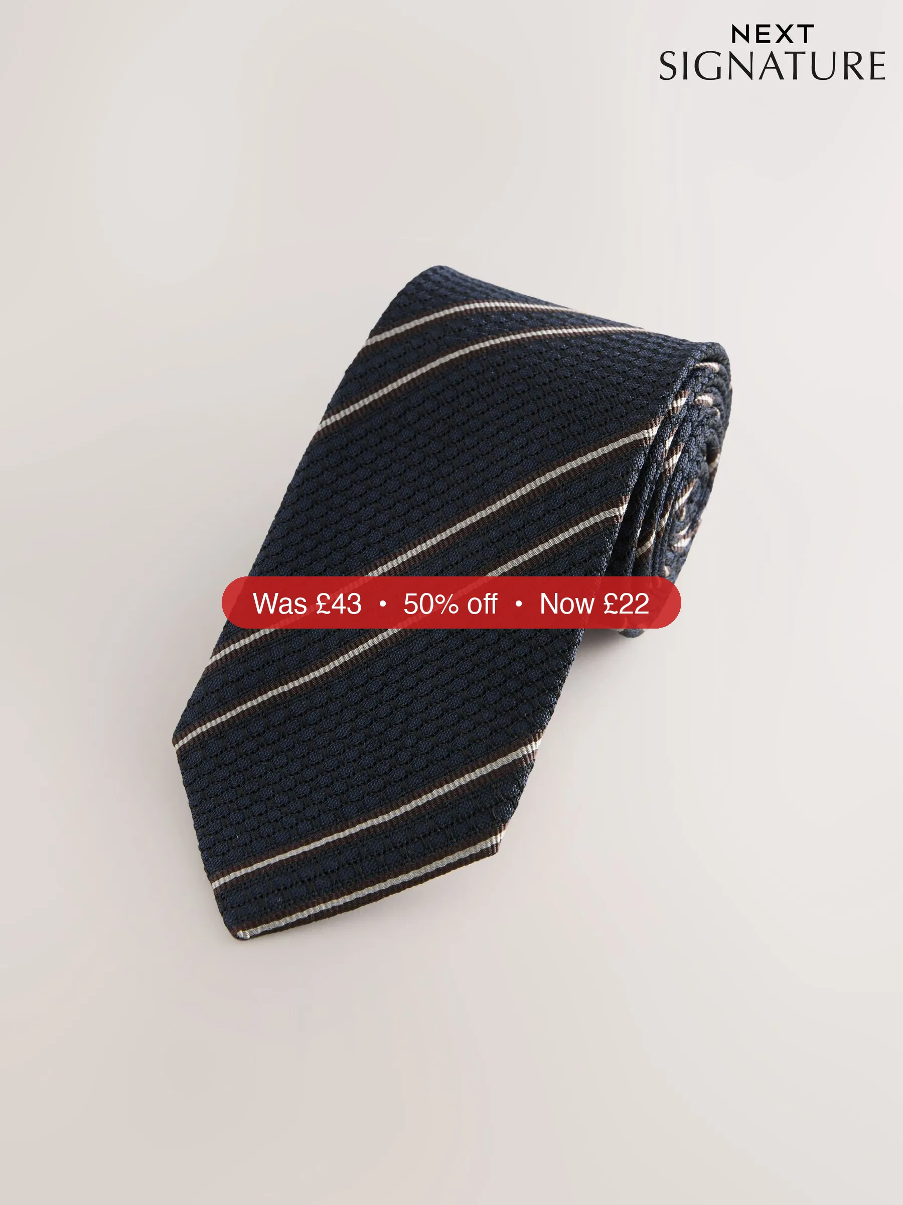 Next Navy Signature Silk Tie – 50% Off