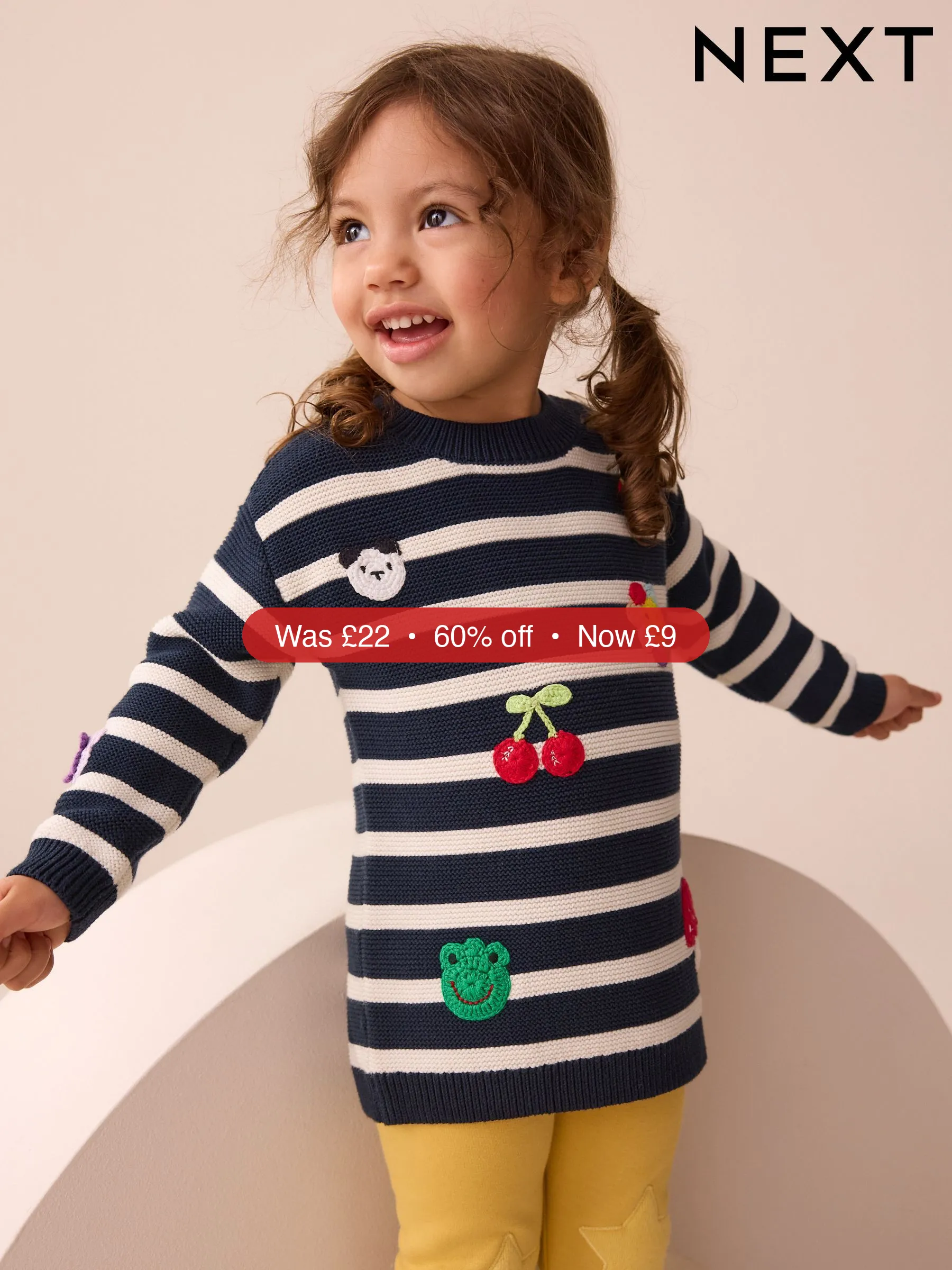 Next Navy Stripe Character Jumper Dress (3mths-7yrs) – 60% Off