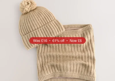 Next Neutral Pom Beanie Hat & Snood Set 2 Piece (1-16yrs) - 61% Off in Ireland