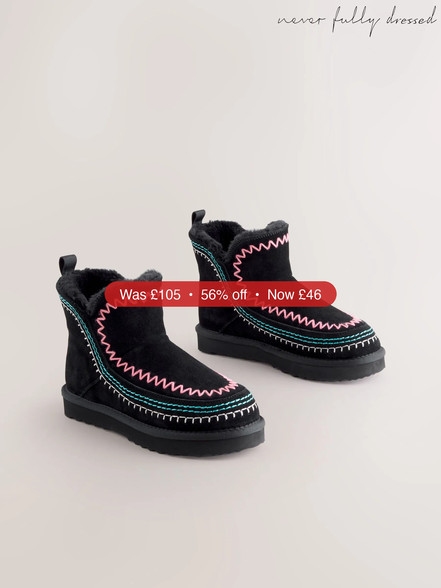 Next Never Fully Dressed Black Suede Leather Boots – 56% Off