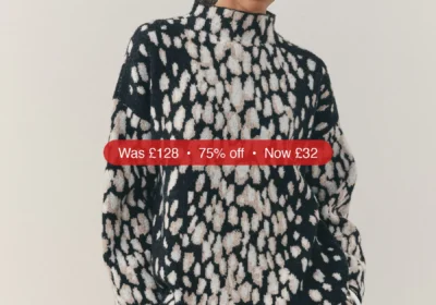 Next Nothing Ordinary Black/Cream Knitted Animal Jacquard Jumper - 75% Off in Ireland