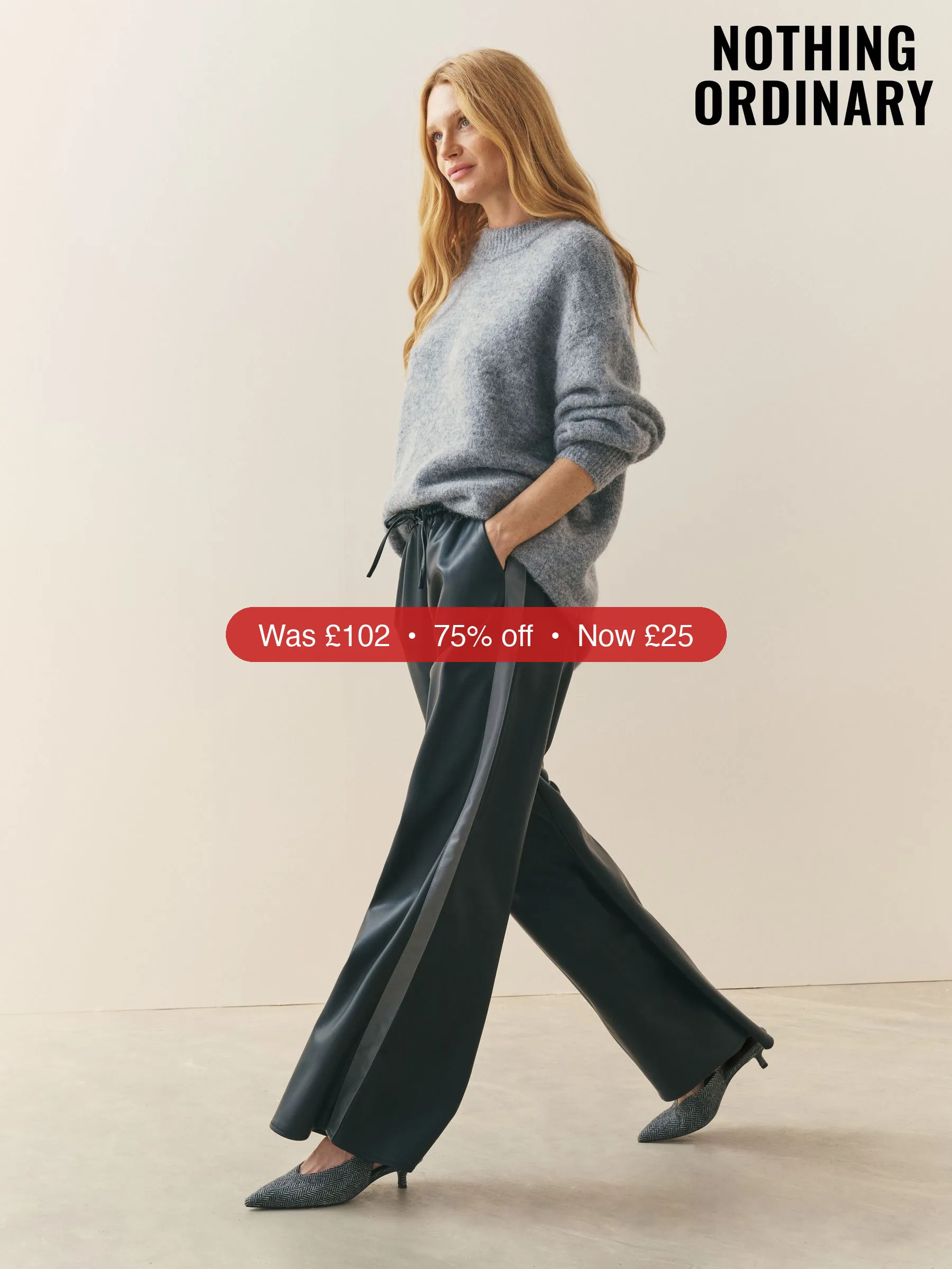 Next Nothing Ordinary Black Faux Leather Side Stripe Trousers – 75% Off