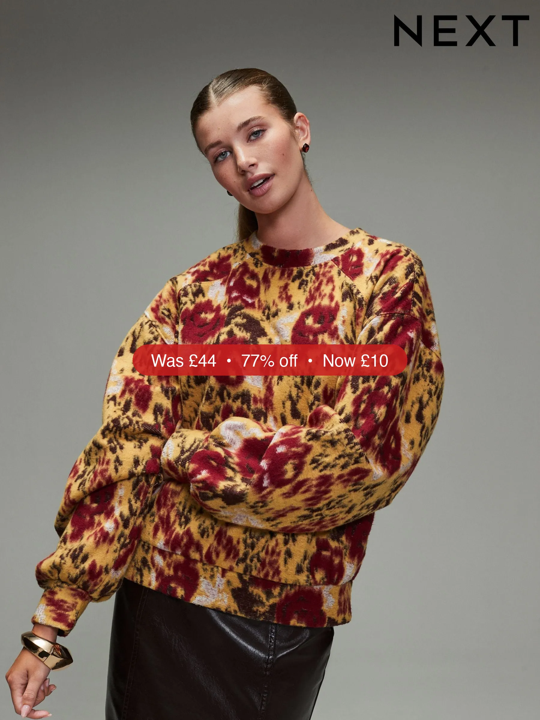 Next Ochre Yellow Cosy Crew Neck Jumper With Ribbed Detail – 77% Off