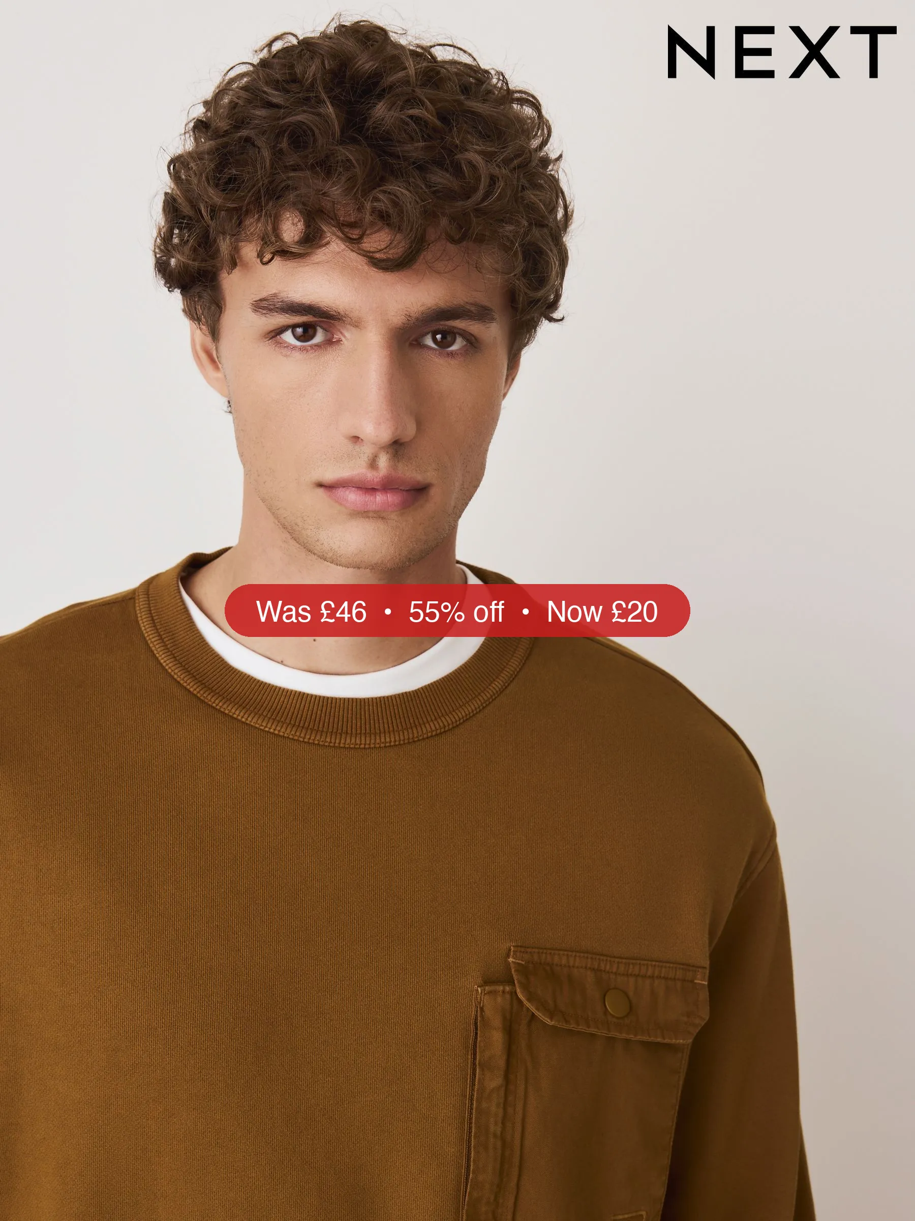 Next Ochre Yellow Garment Washed Utility Crew Neck Sweatshirt – 55% Off