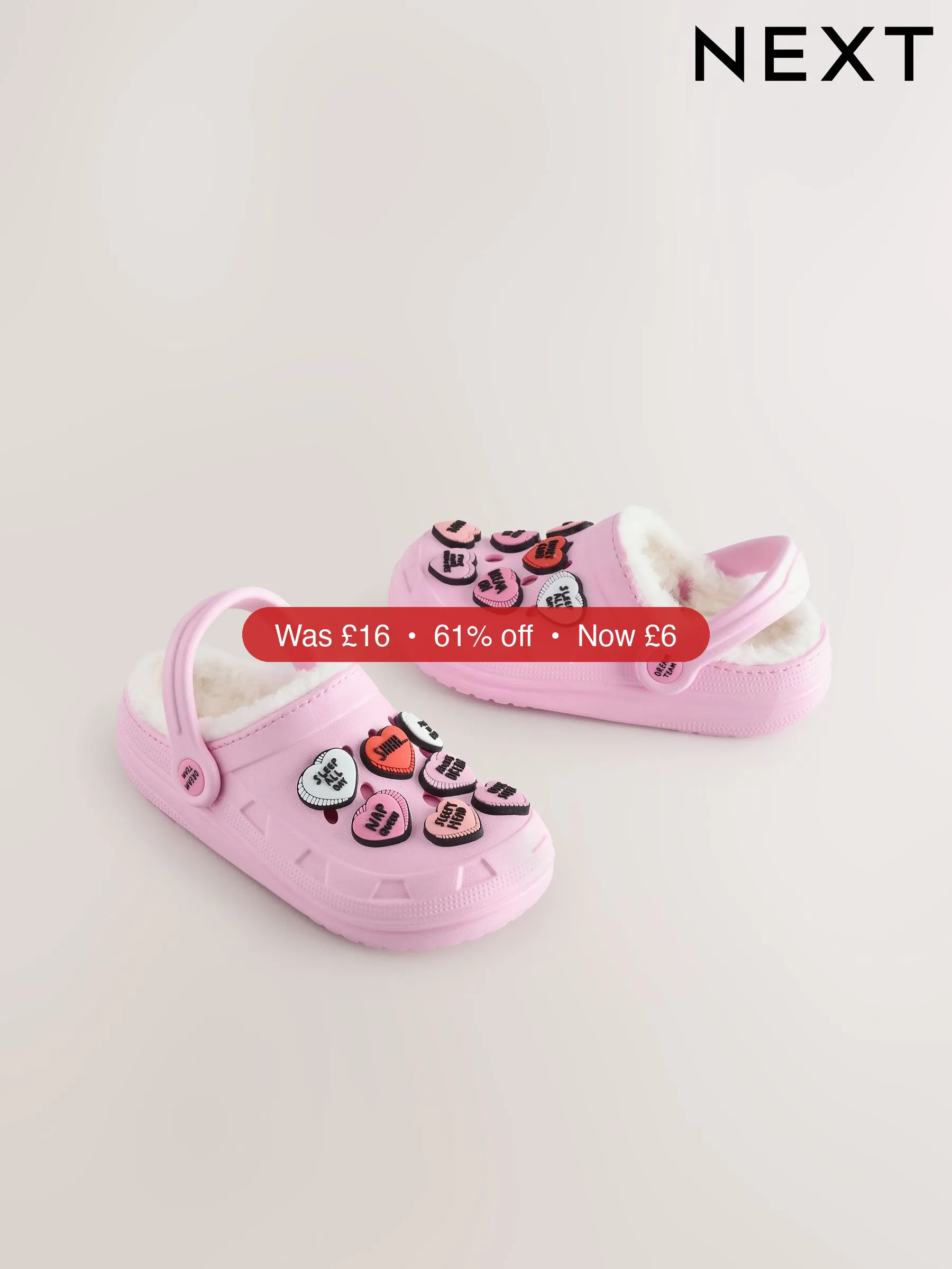 Next Pink Heart Slipper Clogs – 61% Off