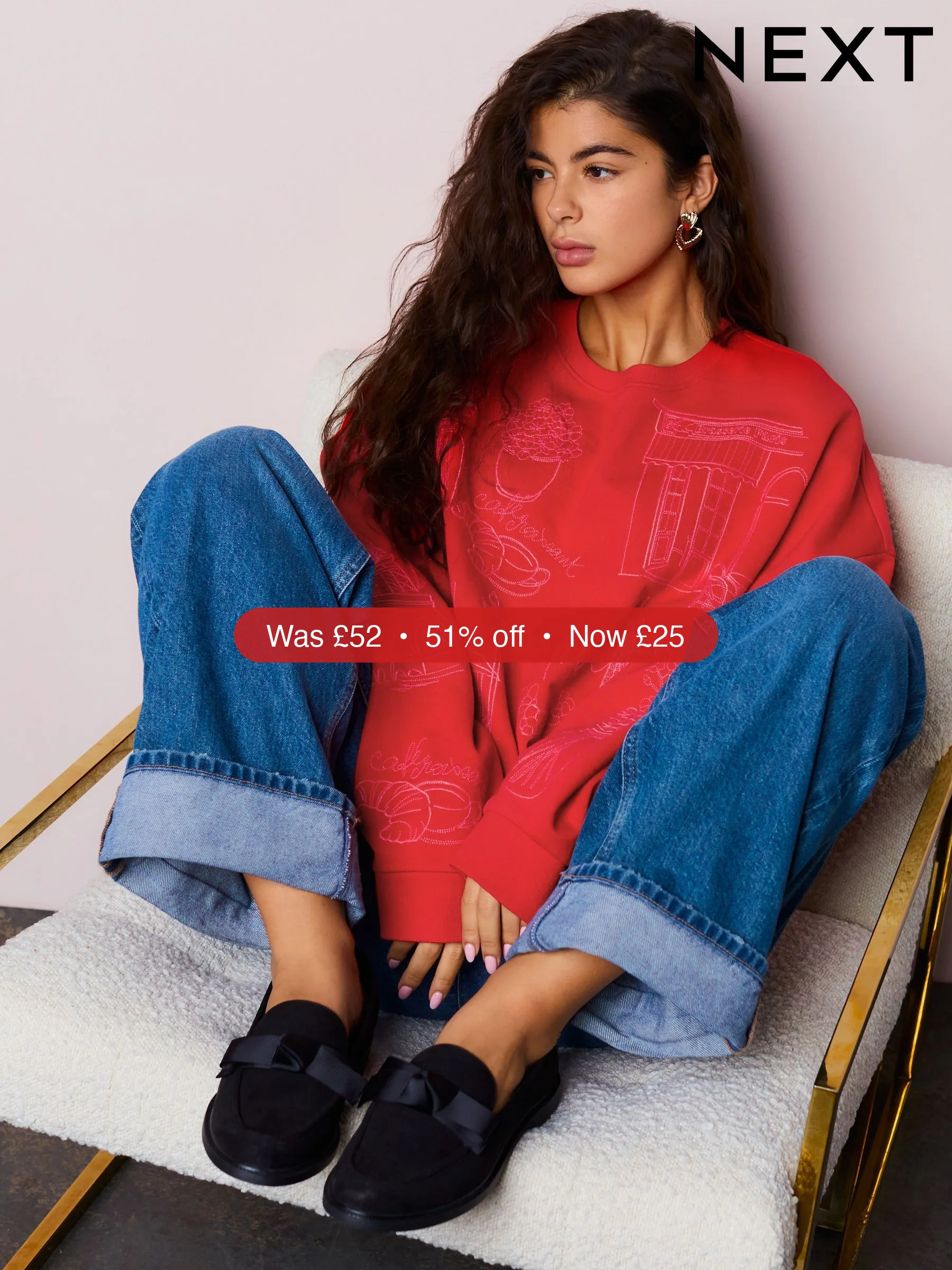Next Red Embroidered Sweatshirt – 51% Off