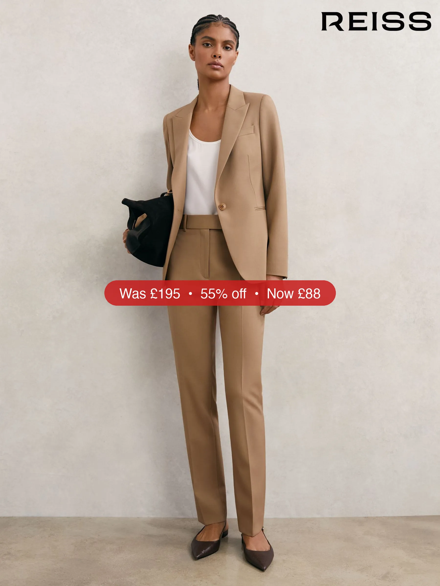 Next Reiss Camel Jade Wool-Blend Slim-Leg Suit Trousers – 55% Off