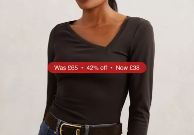 Next Reiss Chocolate Brown Felicity Stretch-Cotton Asymmetric-Neck Top - 42% Off in Ireland