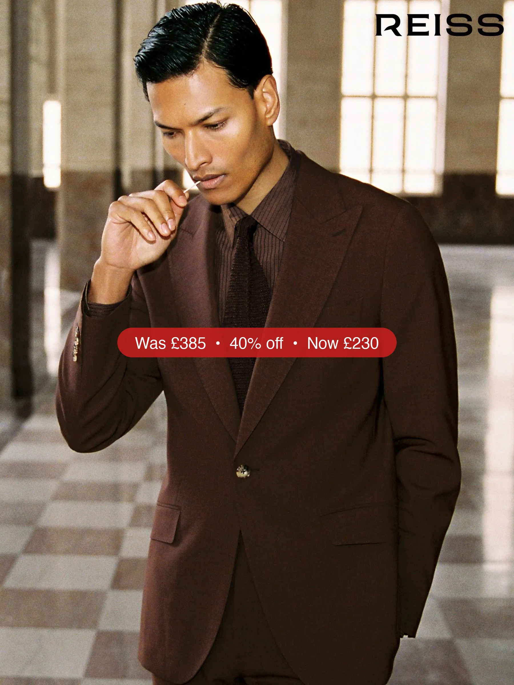 Next Reiss Chocolate Brown Mineral Classic Fit Wool-Blend Single-Breasted Suit Blazer – 40% Off