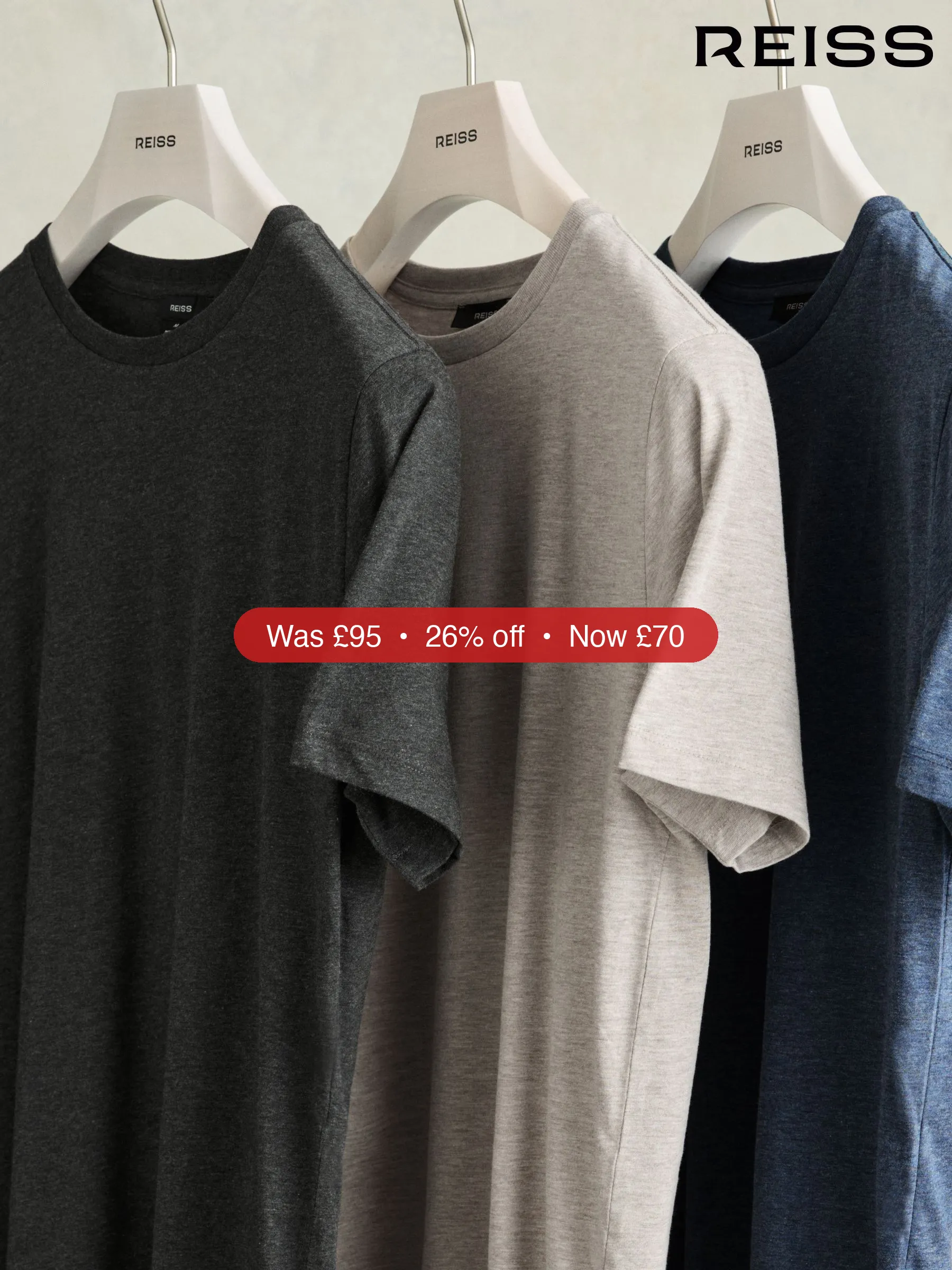 Next Reiss Multi Melange Bless 3 Pack Cotton Crew-Neck Tailored-Fit T-Shirts 3-Pack – 26% Off