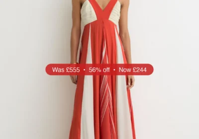 Next Reiss Orange/Ivory Tallie Empire-Line Printed Maxi Dress - 56% Off in Ireland
