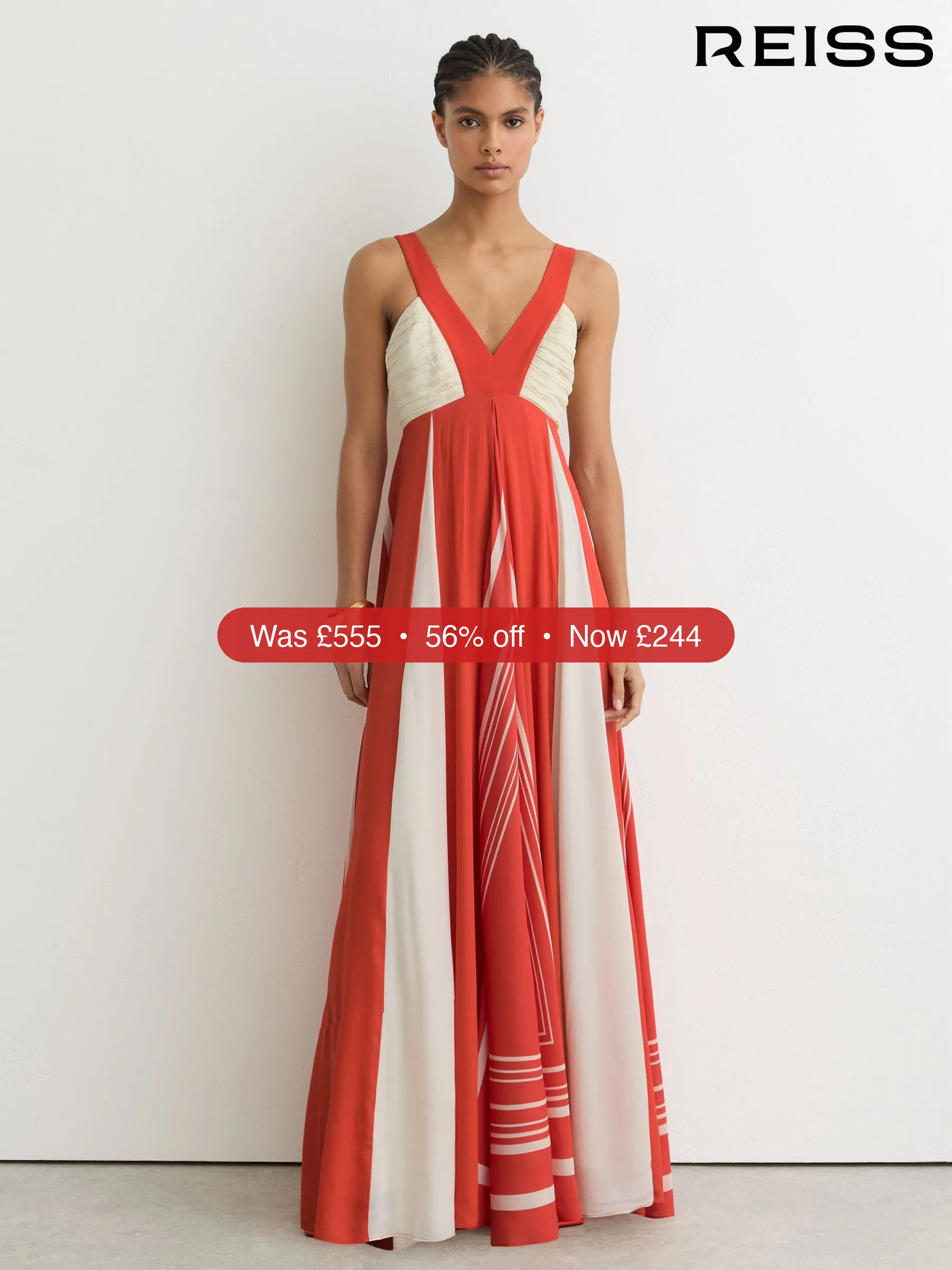 Next Reiss Orange/Ivory Tallie Empire-Line Printed Maxi Dress – 56% Off