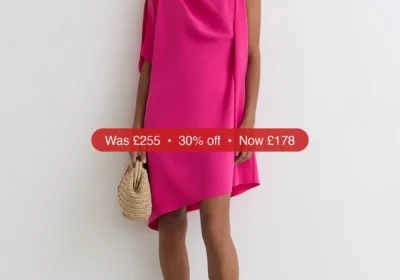 Next Reiss Pink Ellery One-Shoulder Draped Mini Dress - 30% Off in Ireland