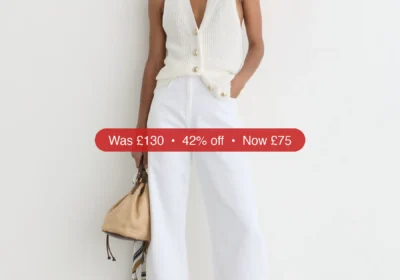 Next Reiss White Robin Linen Button-Through Knitted Waistcoat - 42% Off in Ireland