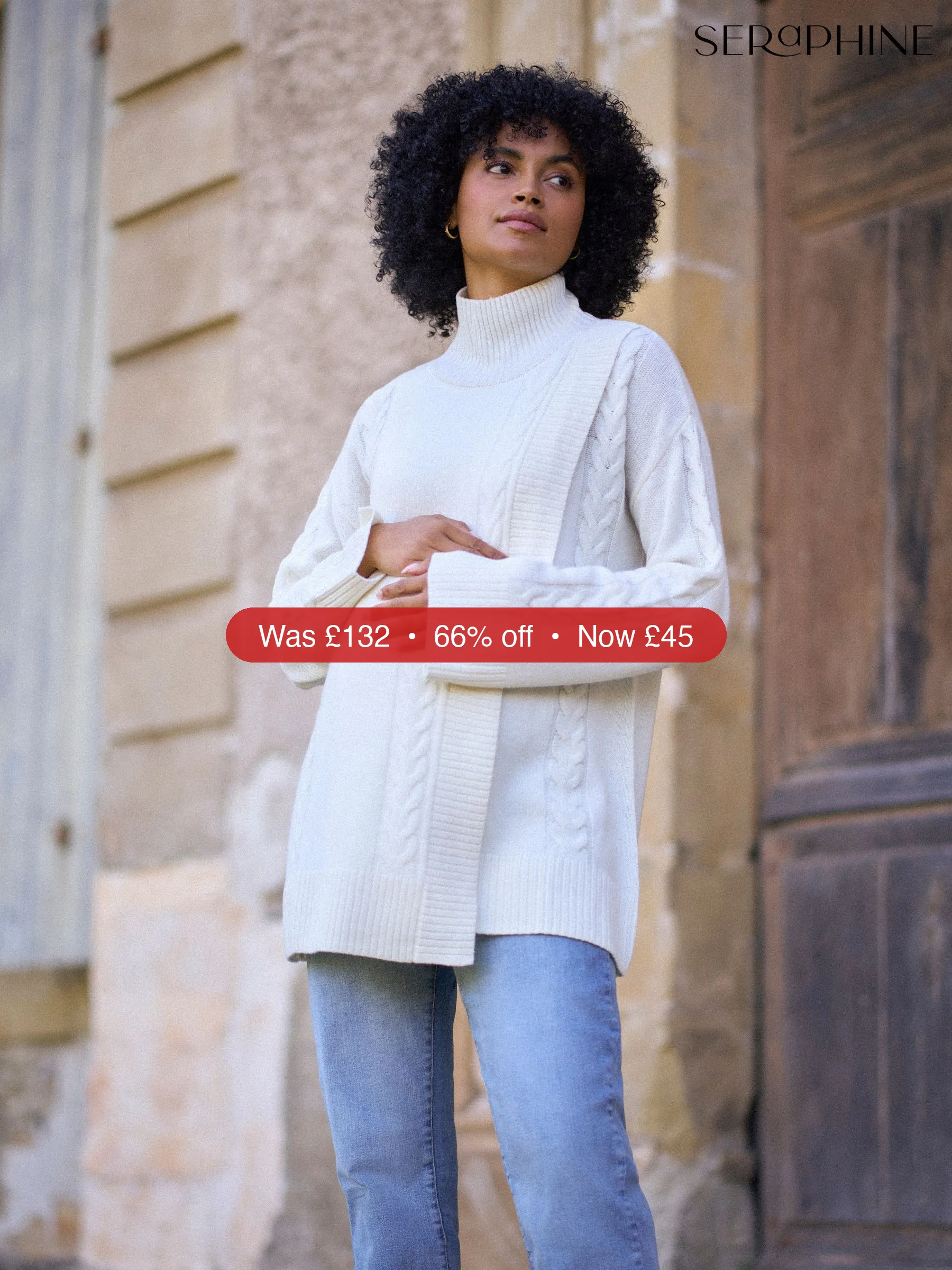 Next Seraphine White Ivory Premium 100% Wool Maternity & Nursing Longline Jumper – 66% Off