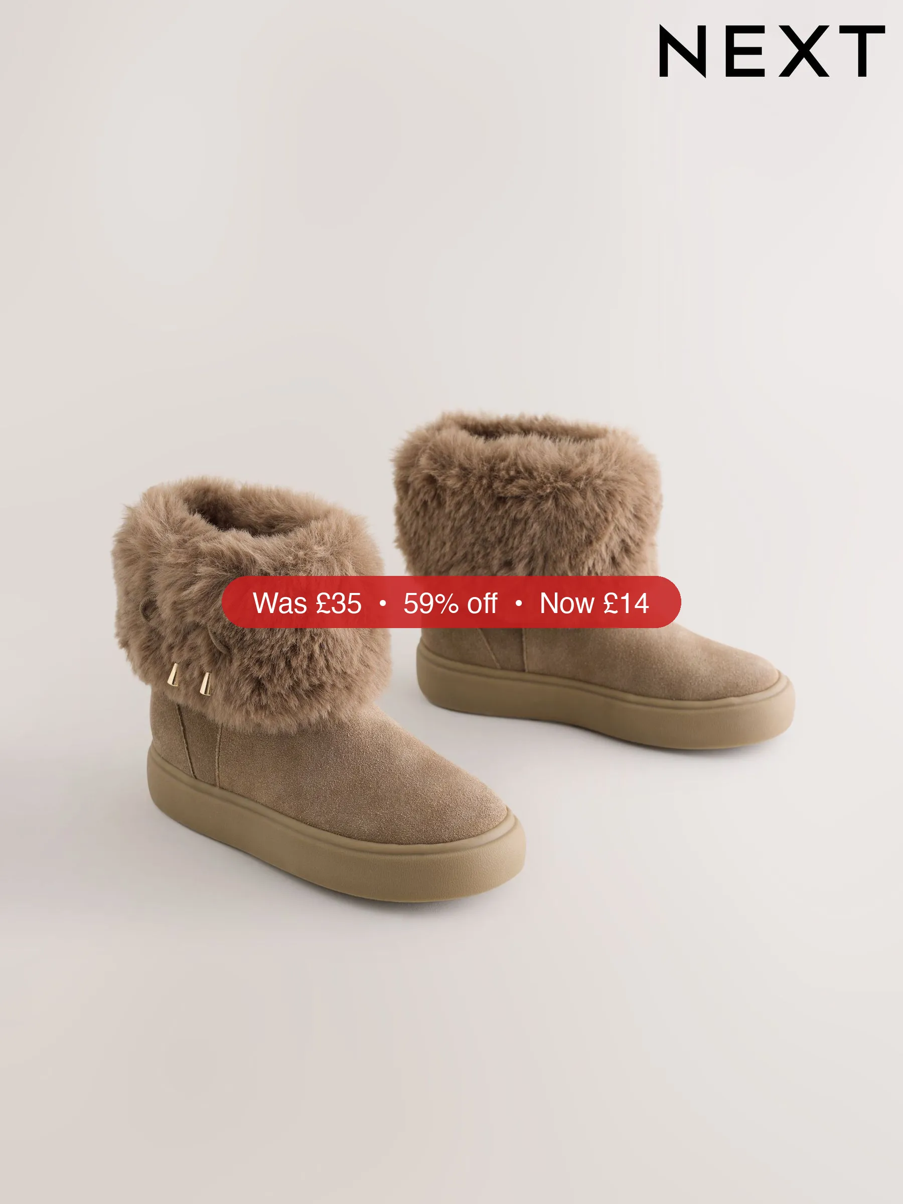 Next Tan Brown Water Repellent Suede Boots – 59% Off