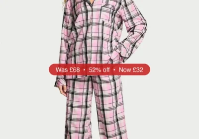 Next Victoria's Secret Pink/Black Tartan Flannel Long Pyjamas Set - 52% Off in Ireland