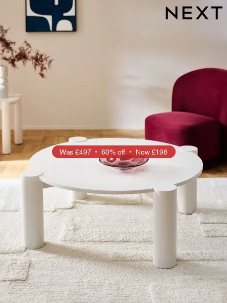 Next White Tube Leg Wood Veneer Coffee Table – 60% Off