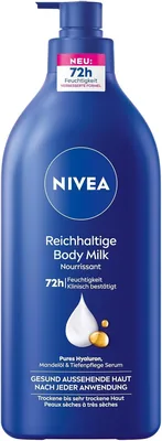 Nivea Rich Body Milk, intensiv nährende Körperlotion mit reinem Hyaluron, Mandelöl und Tiefenpflege-Serum für trockene Haut – 47% Rabatt