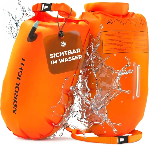 Nordlight Schwimmboje – Trockentasche fürs Schwimmen, Aufblasbare wasserdichte Tasche + Boje für Triathleten | Best Deal