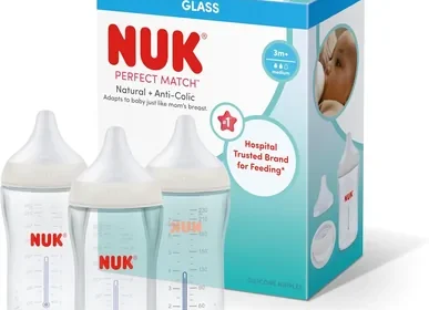 Free ad: NUK Perfect Match Glass Natural Bottle 8oz with Anti-Colic & SafeTemp, Best Deal in Bahrain. NUK Perfect Match Glass Natural Bottle 8oz with Anti-Colic & SafeTemp, Best Deal in Bahrain