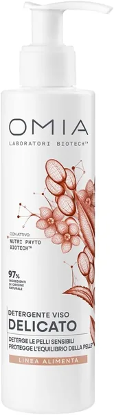 Omia Biotech Alimenta Gentle Detergente Viso per Pelle Sensibile, Rimuove il Trucco Senza Seccare, Protegge la Barriera Cutanea, Veg