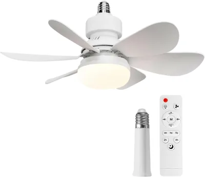 OOWOLF Deckenventilator mit Beleuchtung Weiß, leise & dimmbar (20W E27), Fernbedienung & Verlängerungsstange, 52cm, 3000K-6500 Best Deal