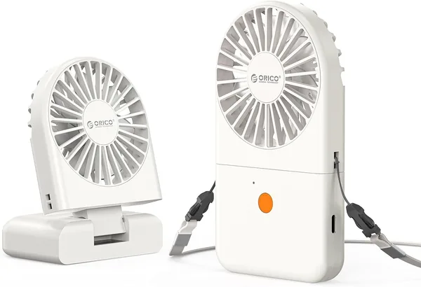ORICO ReFAN Halsventilator, 1800 mAh Akku (bis zu 7 Stunden), zusammenklappbarer Mini-Tischventilator, leichtes USB-Gerät, 3 Geschwindigkeitsstufen
