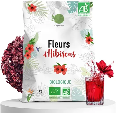 Origanes Hibiscus Bio 1kg – Meilleure Qualité | Fleur de Hibiscuse pour Bissap, Karkade, Thé Glacé, Infusion et Thé Herbe