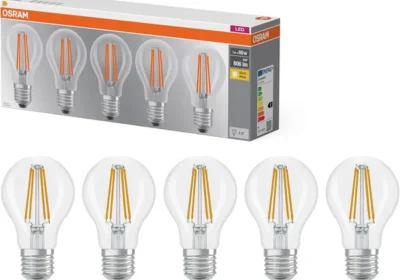 Osram LED Glühbirne mit Filament-Design A60, 7 W, warmweiß (827), 2700 K, klar, E27, 806 lm, schock- und vibrationsresistent - 31% Rabatt in Finland