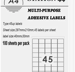 Free ad: Pack of 2-45 UP 100 A4 Sheets Barcode Adhesive Label Best Deal in South Africa. Pack of 2-45 UP 100 A4 Sheets Barcode Adhesive Label Best Deal in South Africa