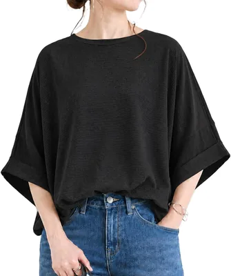 PALAME ドルマン袖Tシャツ レディース、丸首、気になる部分を隠せる / 大人しっかりカバー / 動きやすい、ドルマンスリーブ
