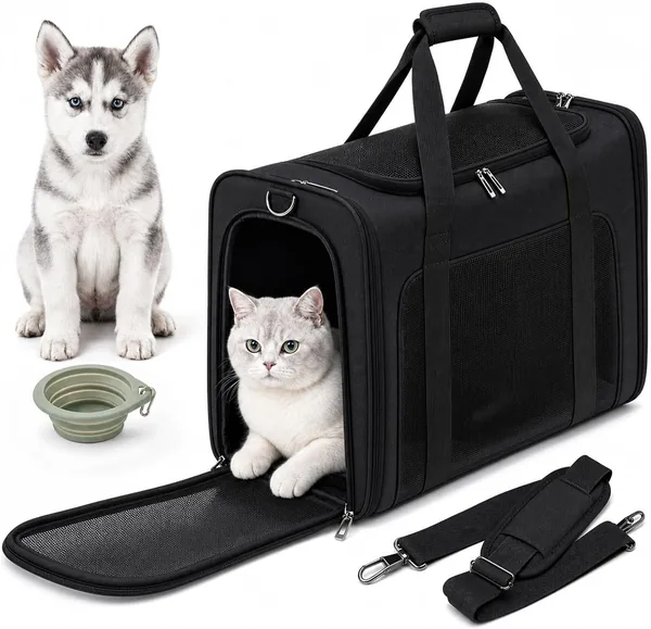PALAMEA Portapiglioli per Gatti 55 x 40 x 23 cm – Grande Trasportino morbido e pieghevole per Gatti e Piccoli Cani fino a 12 kg – Miglior Affare
