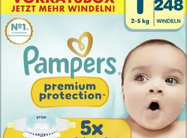 Free ad: Pampers Premium Protection Windeln Größe 1, 248 Stück, 2-5 kg, Unsere Nr. 1 für Hautschutz und Leckageprävention - 24% Rabatt in Slovenia. Pampers Premium Protection Windeln Größe 1, 248 Stück, 2-5 kg, Unsere Nr. 1 für Hautschutz und Leckageprävention - 24% Rabatt in Slovenia