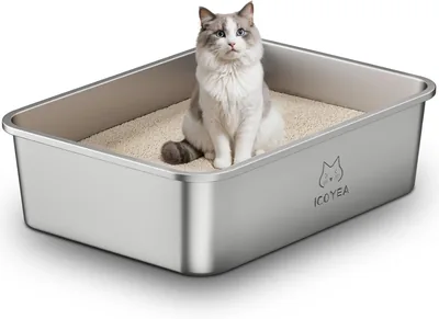 Panière à litière en acier inoxydable pour grands chats, chatons et lapins, XXL, anti-adhésive, sans odeur, facile à nettoyer – Meilleure offre